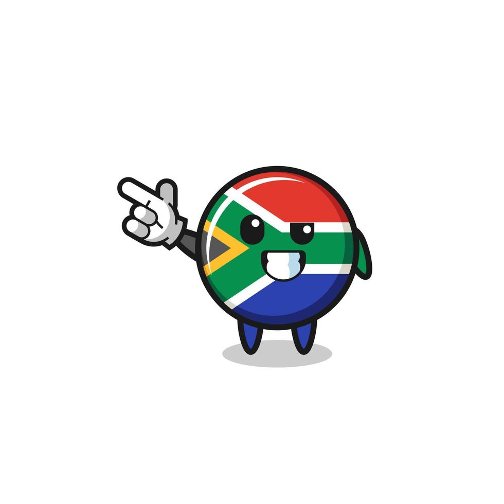 south africa flag mascot pointing top left vector