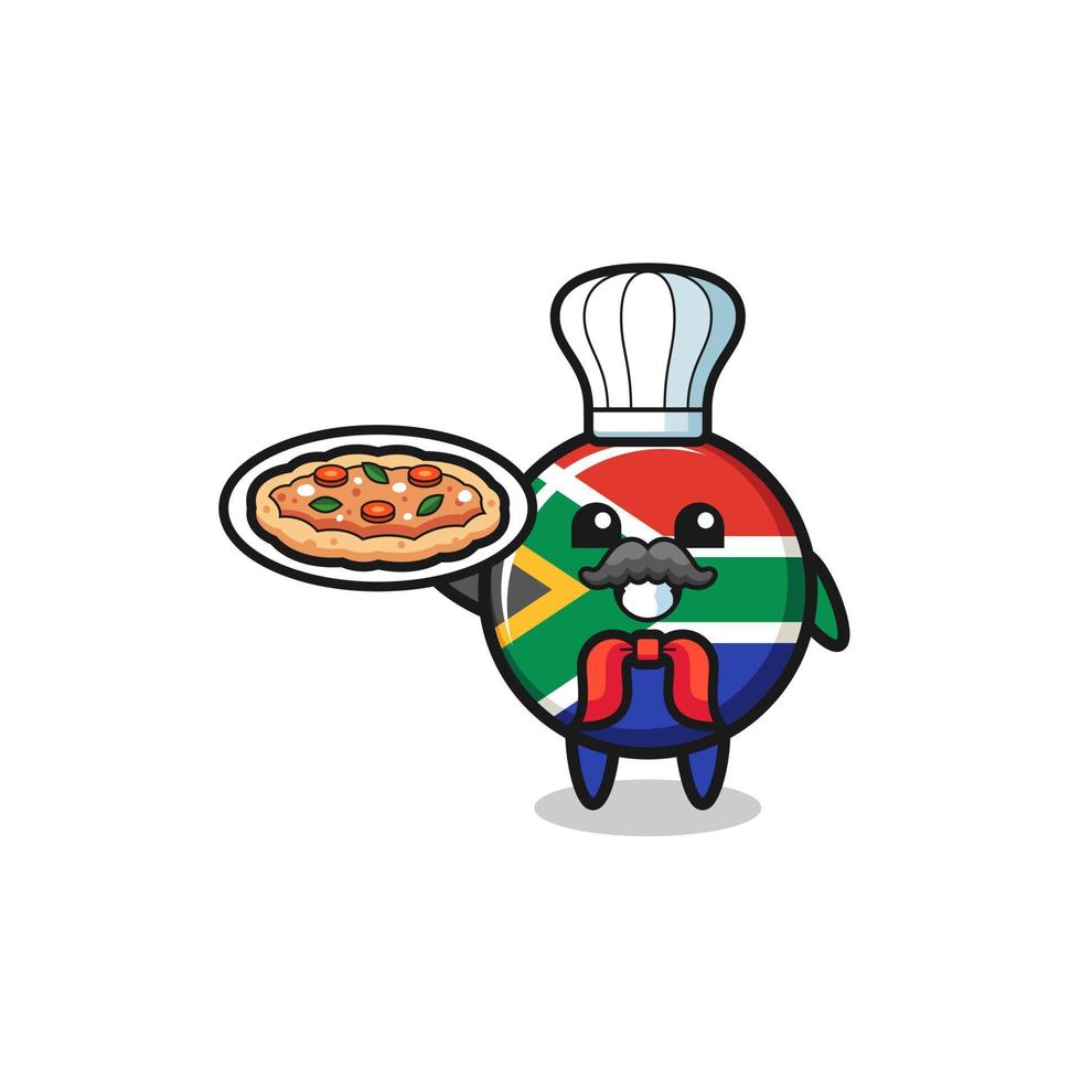 south africa flag character as Italian chef mascot vector