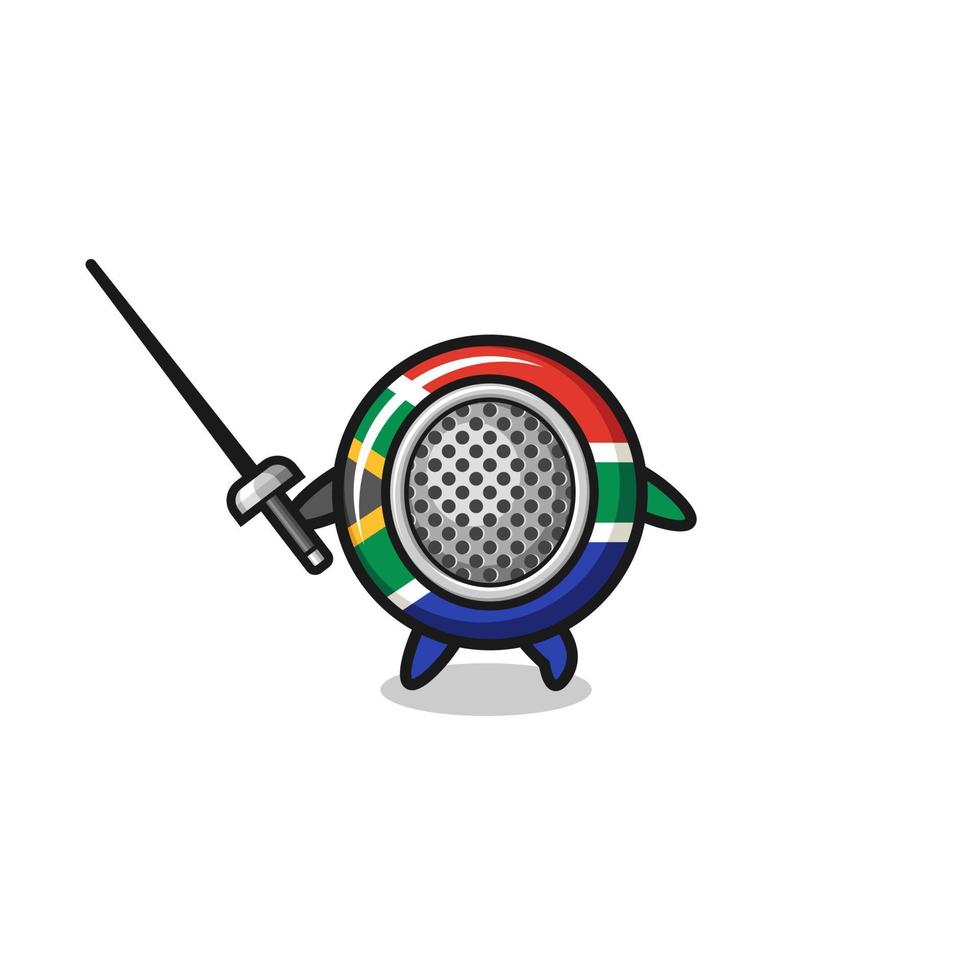 south africa flag earth cartoon as fencer mascot vector