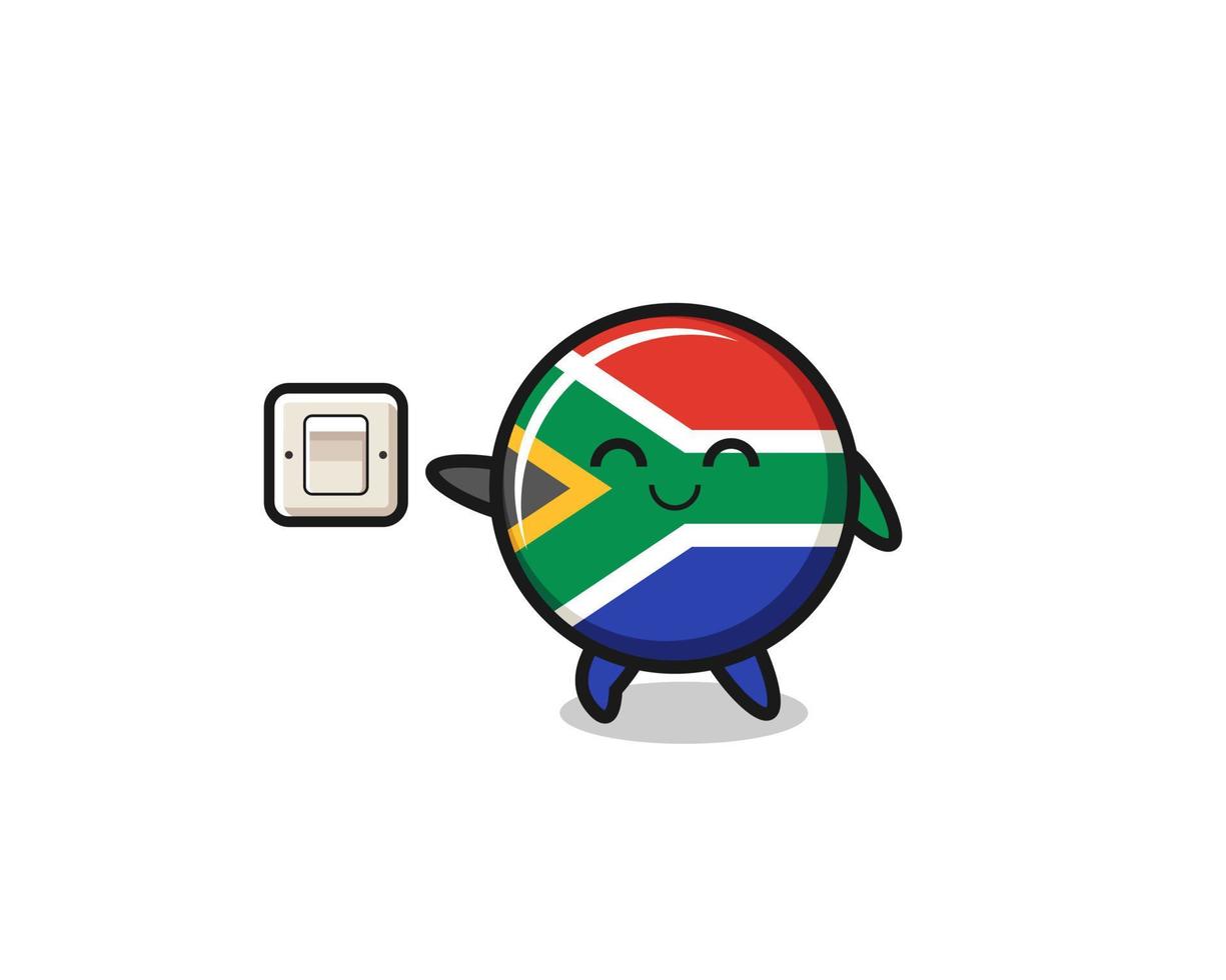 la bandera de sudáfrica de dibujos animados está apagando la luz vector