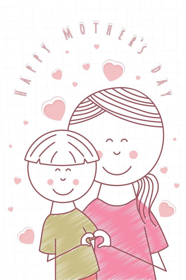 Happy mother and son Happy mothers day card Vector