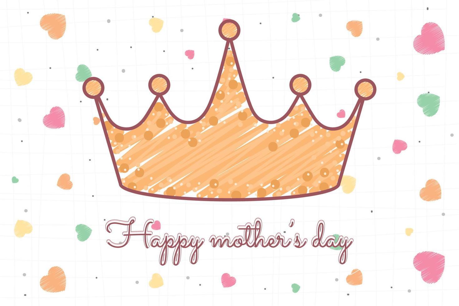 Sketch of a crown Happy mothers day card Vector