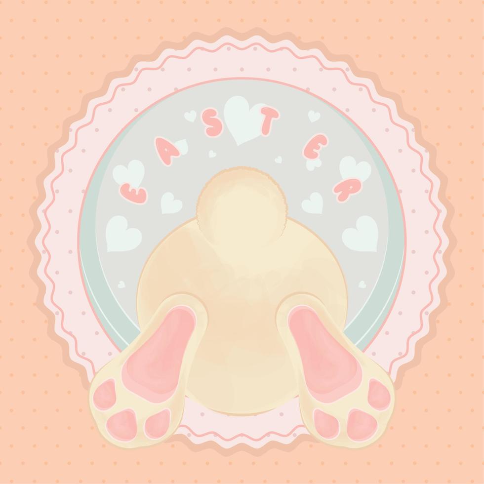 Isolated cute bunny on a celebration label Easter Vector