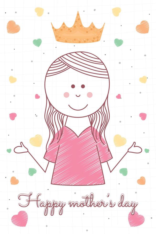 mujer sonriente con una corona vector de tarjeta de feliz día de la madre
