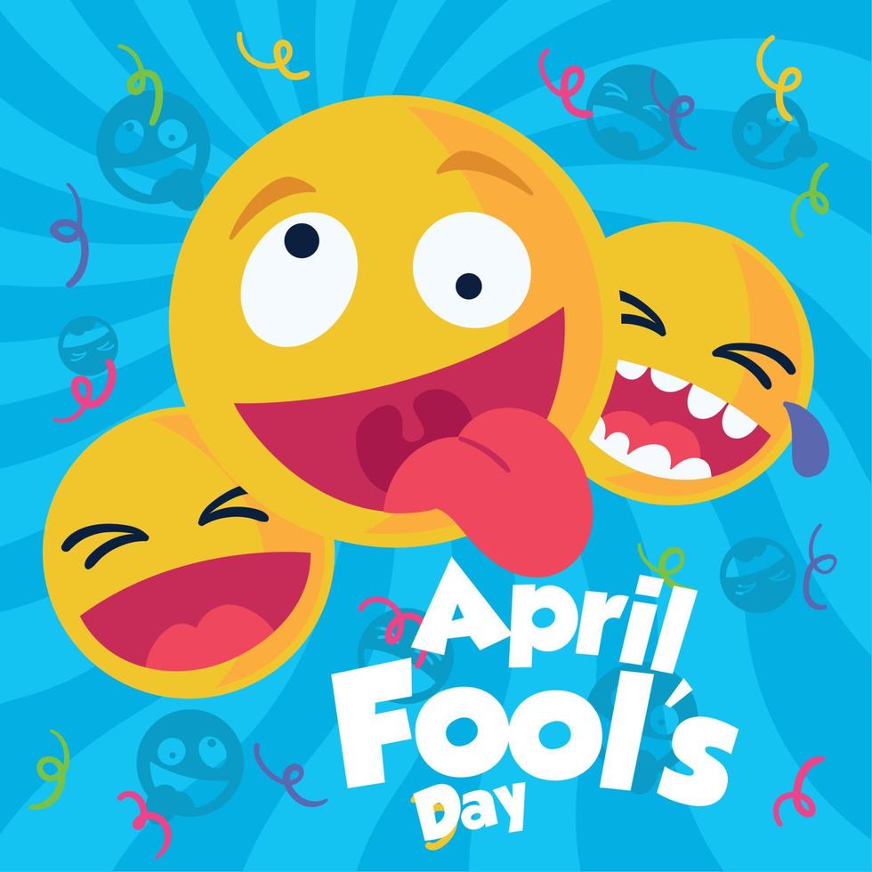 Group of emotes laughing April fools day template Vector