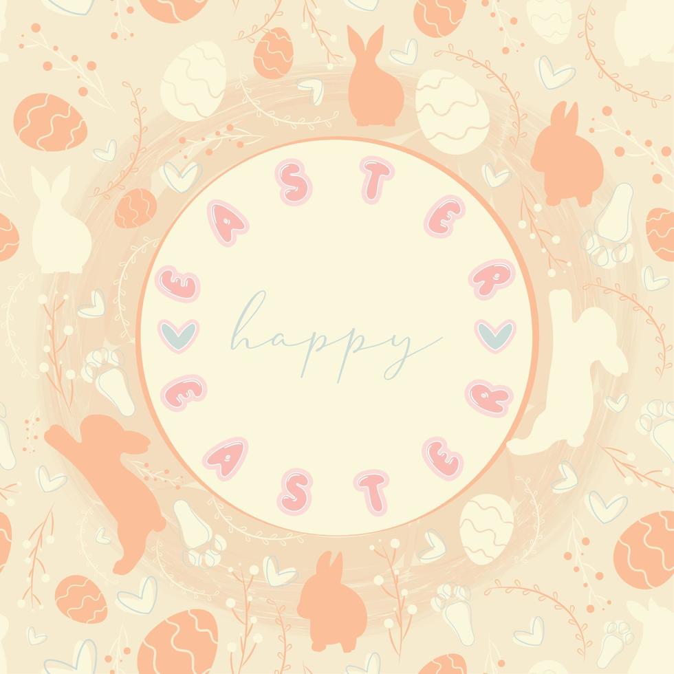Pastry colored easter week label on pattern background Easter Vector