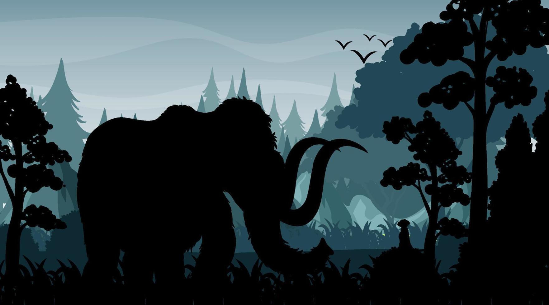 Silhouette shadow of forest scene vector