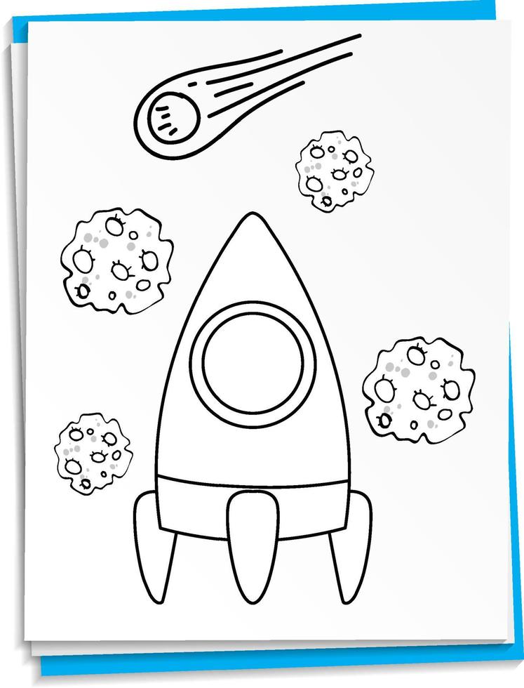 Hand drawn rocket on paper vector