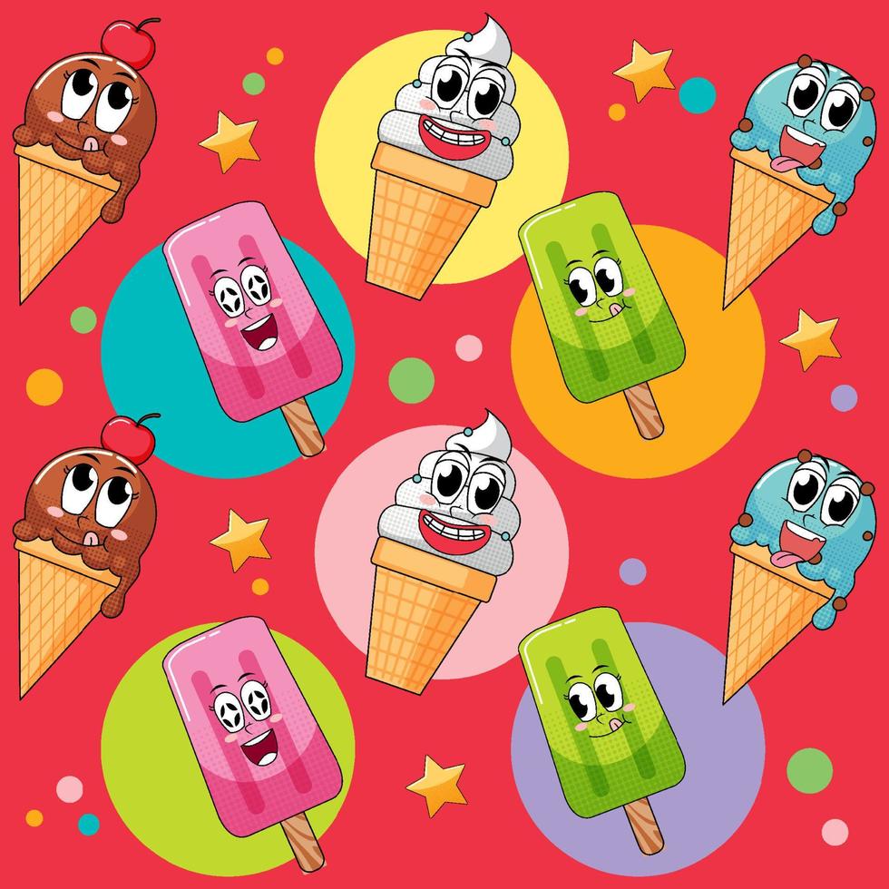 fondo transparente con muchos helados vector