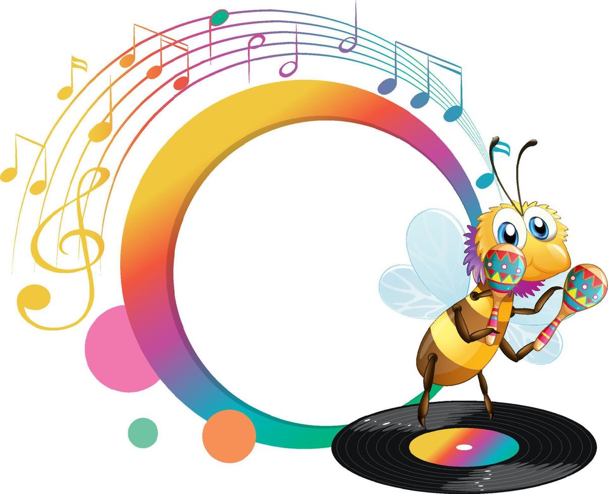 una abeja tocando maracas personaje de dibujos animados vector