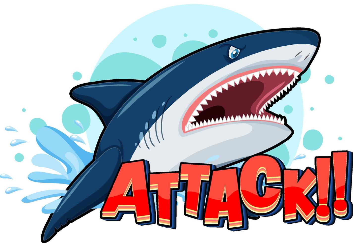 A Marine logo with big blue shark and Attack text vector