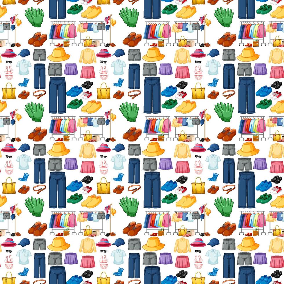 Seamless background design with cloth theme on white background vector