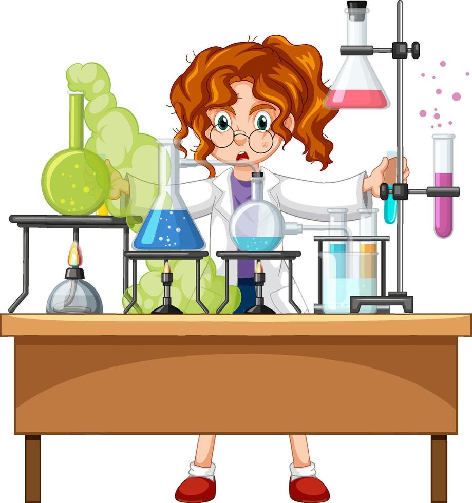 Scientist doing science experiment in the lab vector