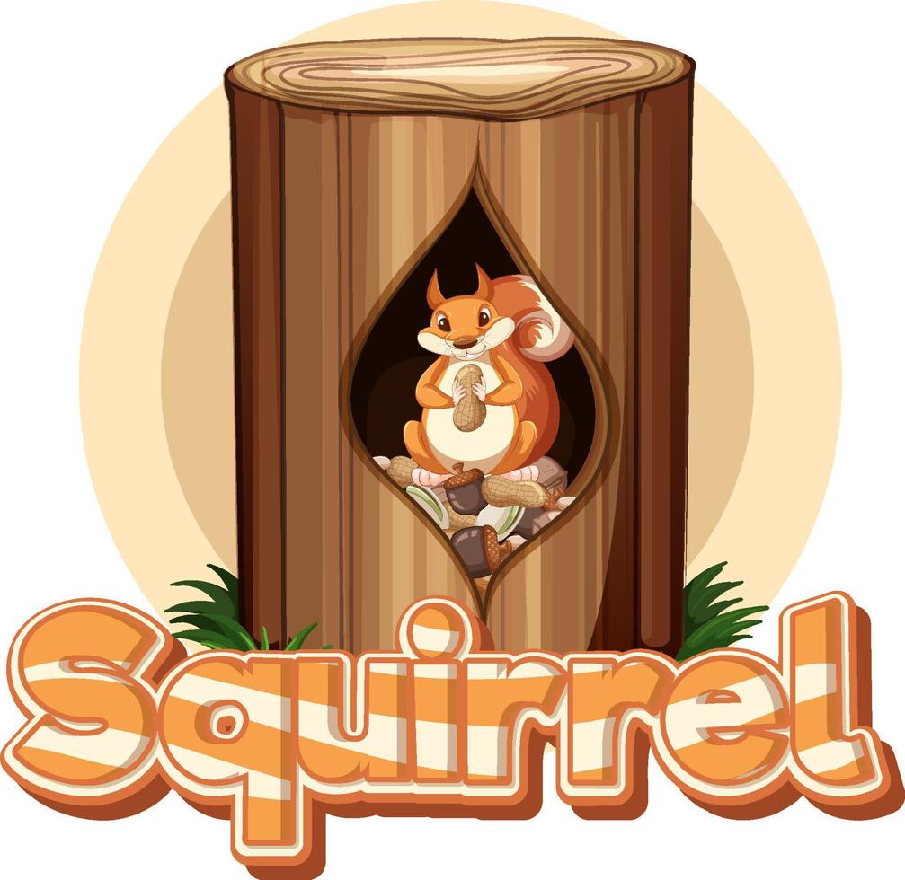 Font design for squirrel in brown vector