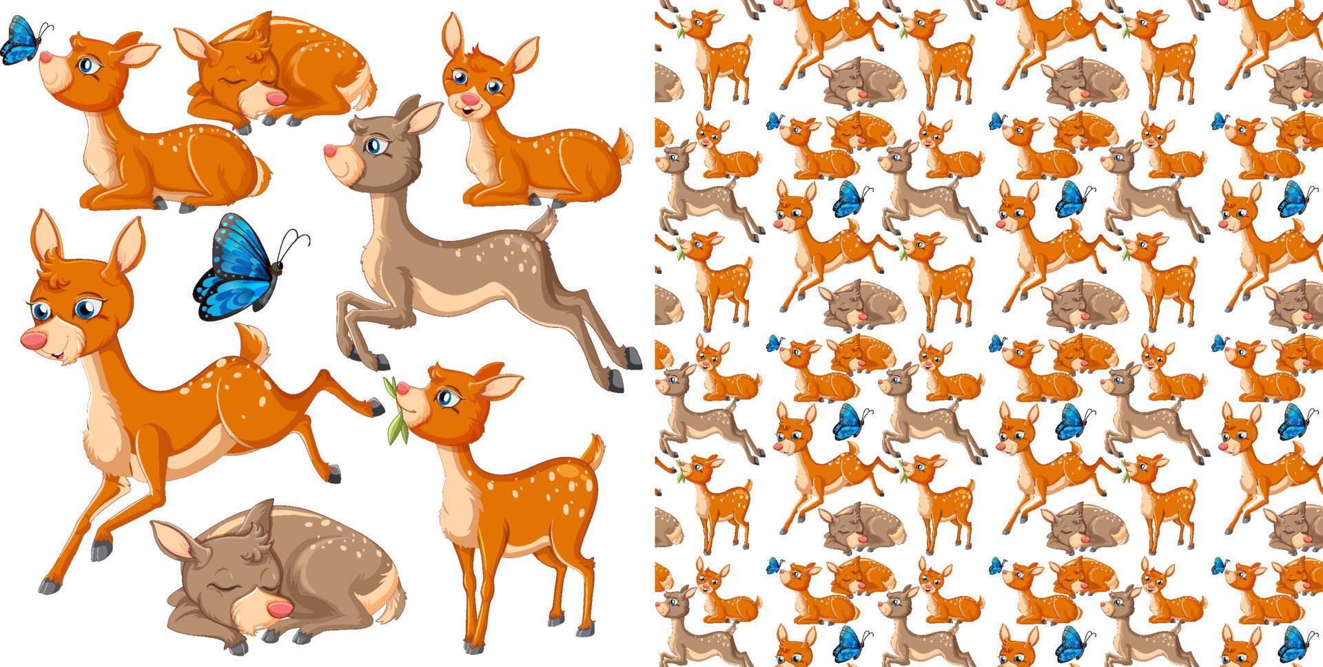 Seamless pattern with cartoon wild animals vector