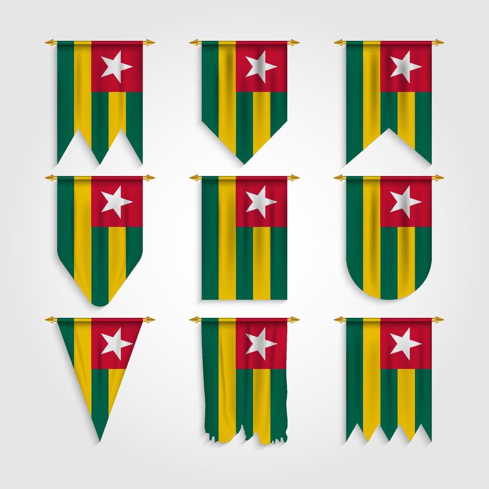 Togo flag in different shapes vector