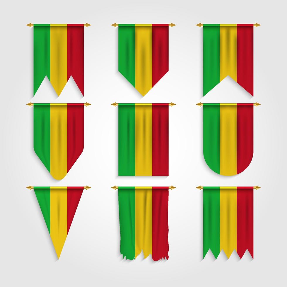 Mali flag in different shapes vector