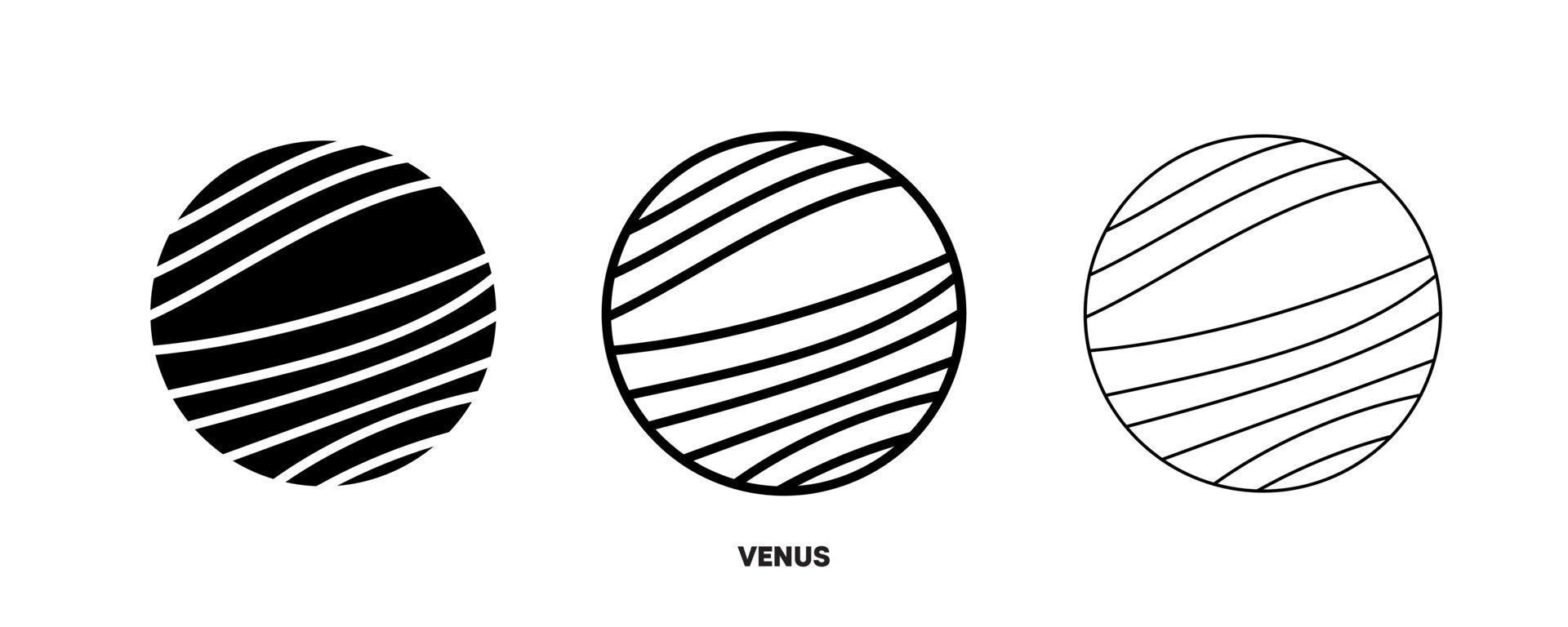 Venus planet icon vector. Simple planet Venus sign in modern design style and logo art for website and mobile app. Editable drawing and silhouette in one. vector