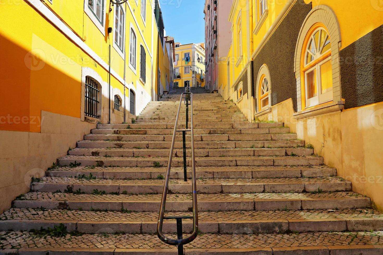 Colorful Streets of Lisbon in historic city center photo