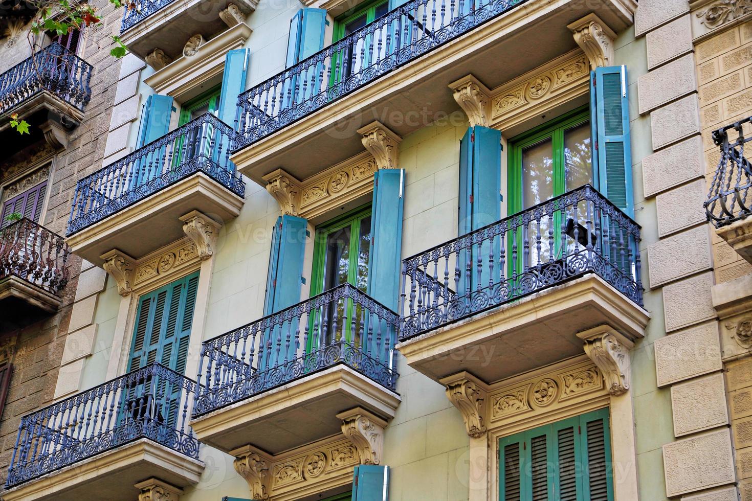 Barcelona streets in historic center photo