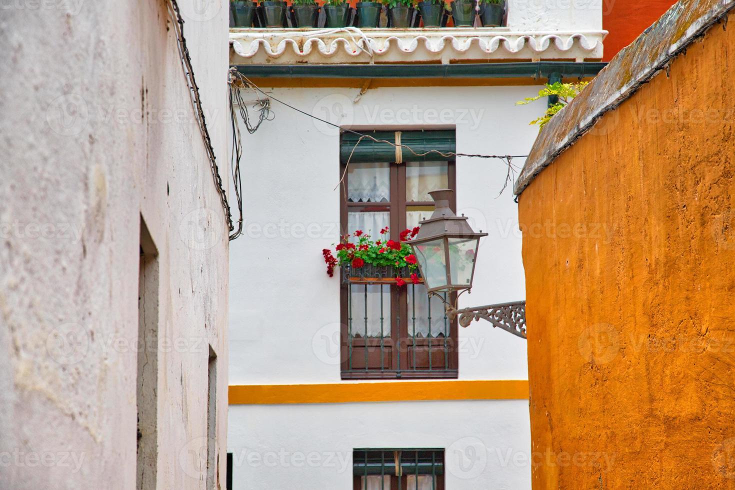 Seville streets at an early sunset in the historic center photo