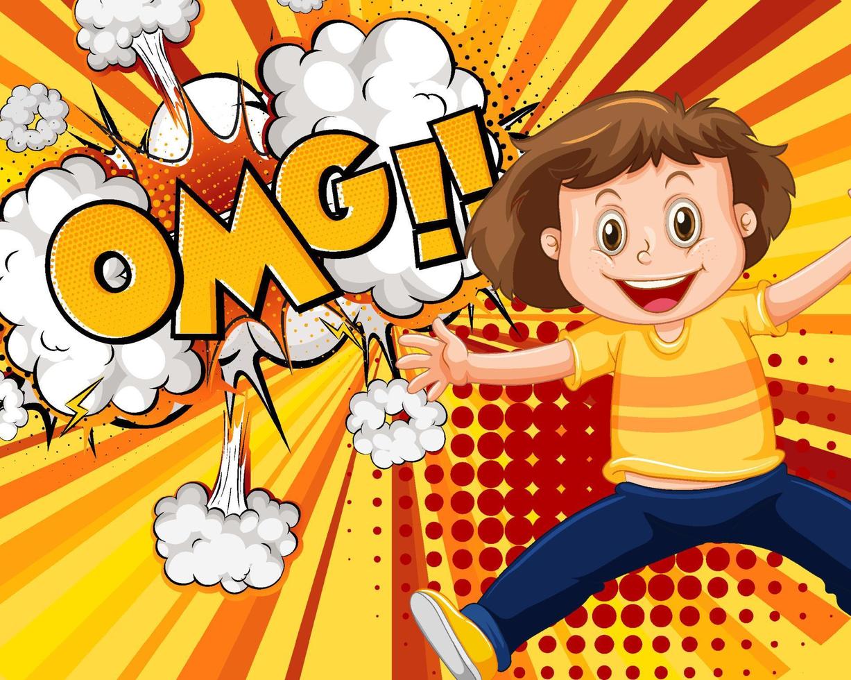Abbreviation and facial expression retro comic banner design vector