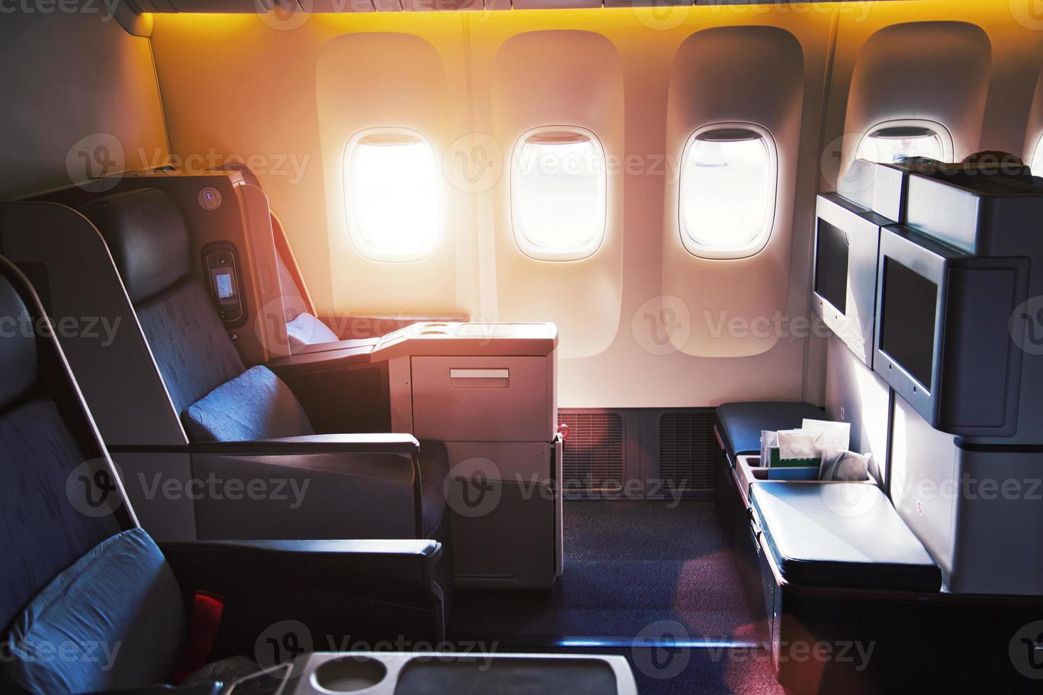 Modern airplane interiors, first class seats photo