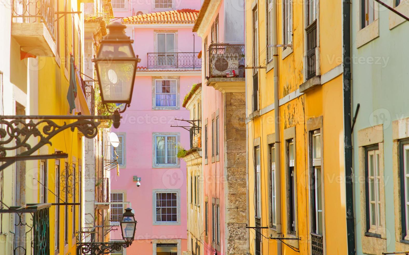 Typical architecture and colorful buildings of Lisbon historic center photo