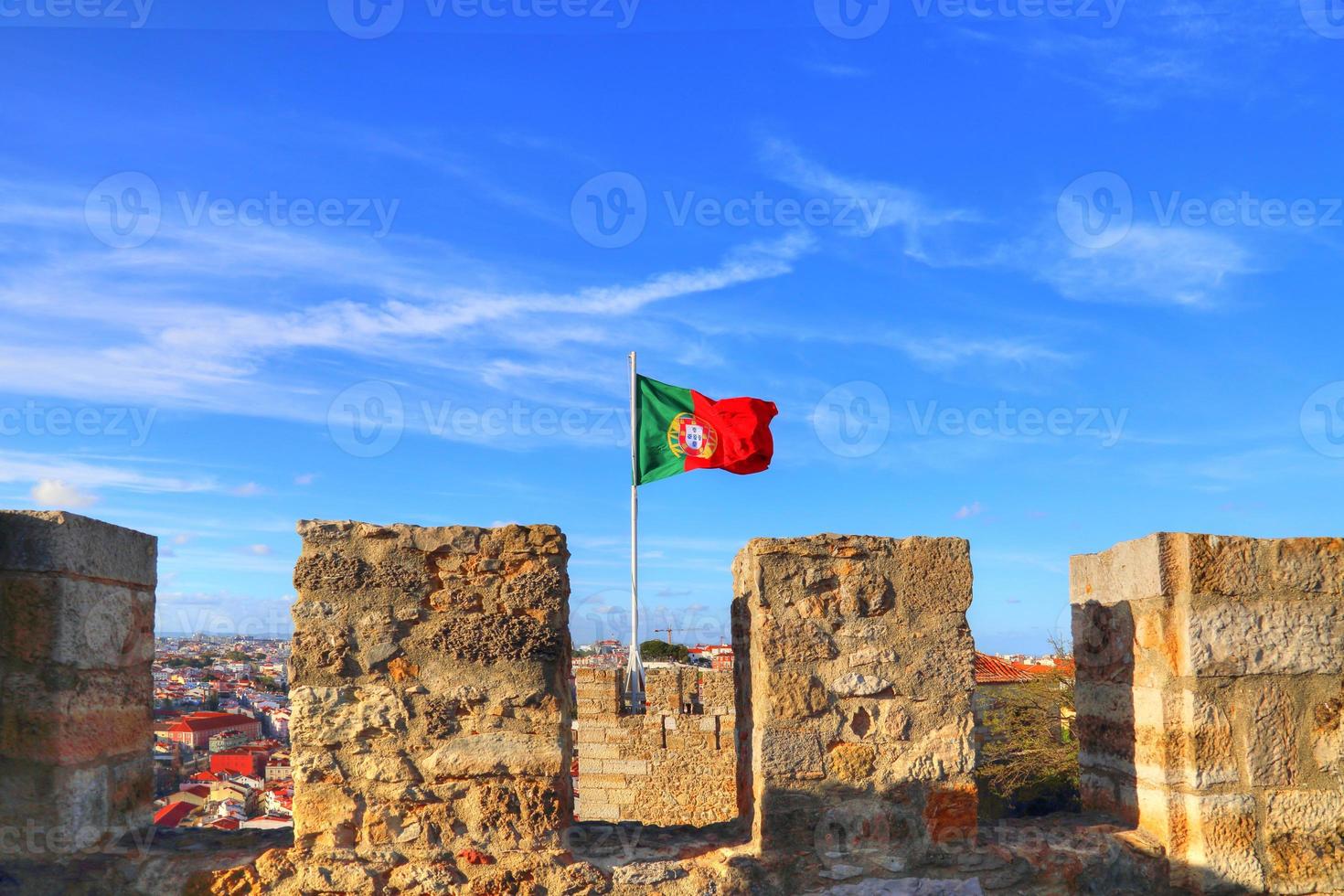 Lisbon panoramic view from Saint George Castle Sao Jorge lookout photo