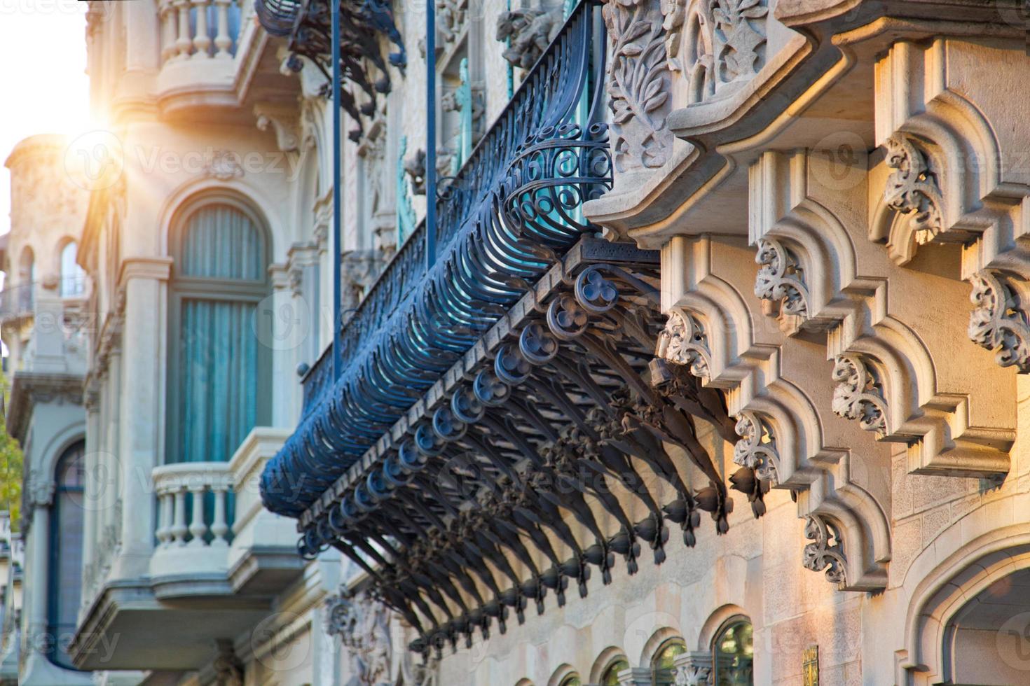 Beautiful Barcelona streets in historic center photo