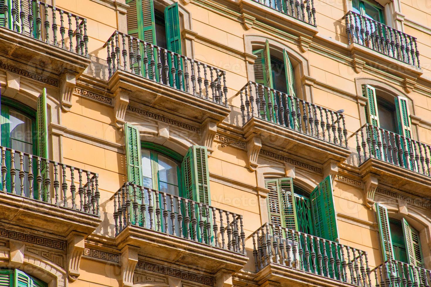 Spain, spanish architecture, beautiful Barcelona streets in historic city center of Las Ramblas photo