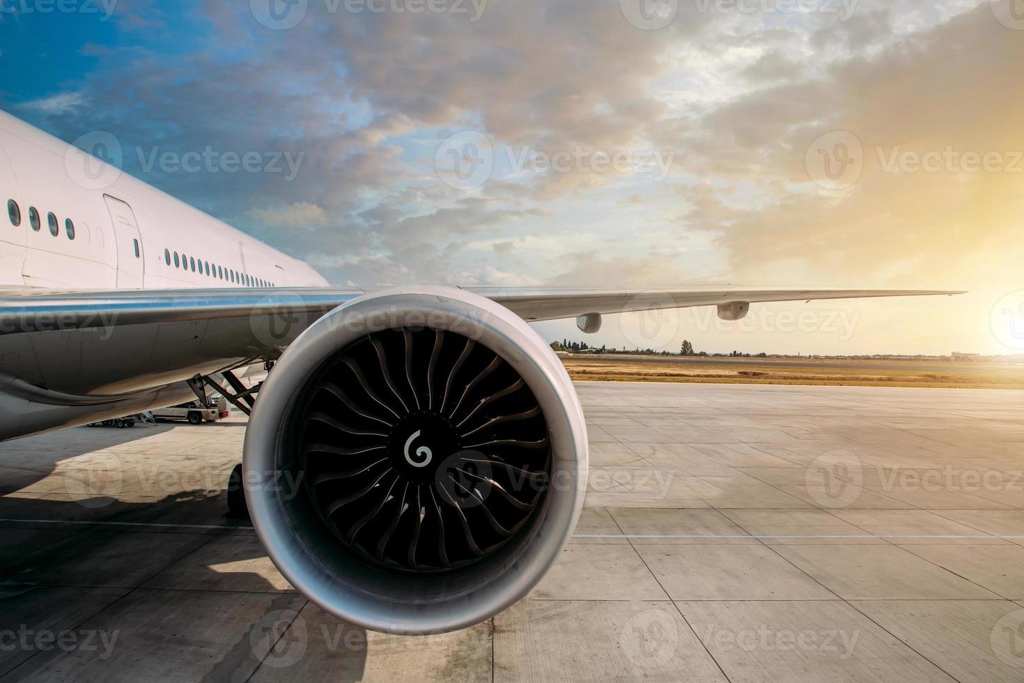 Upcoming vacation, plane waiting for passengers photo