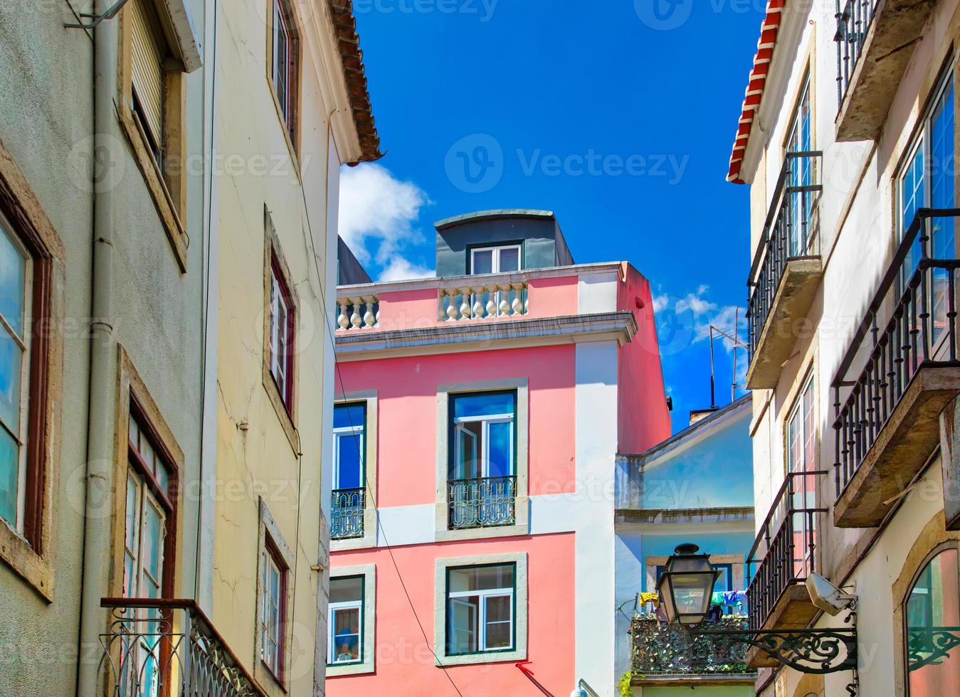 Typical architecture and colorful buildings of Lisbon historic center photo