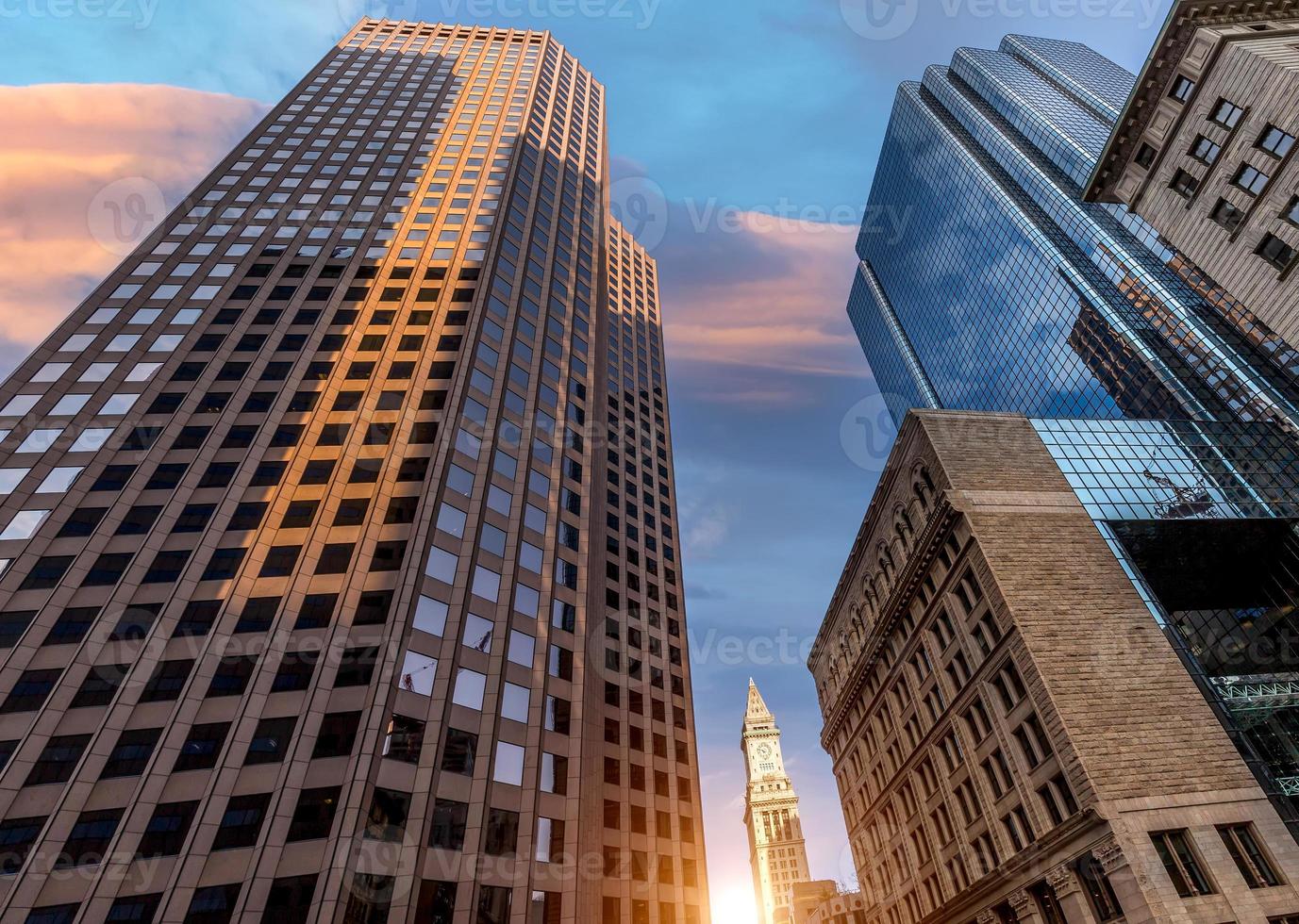 Boston downtown financial district and city skyline photo