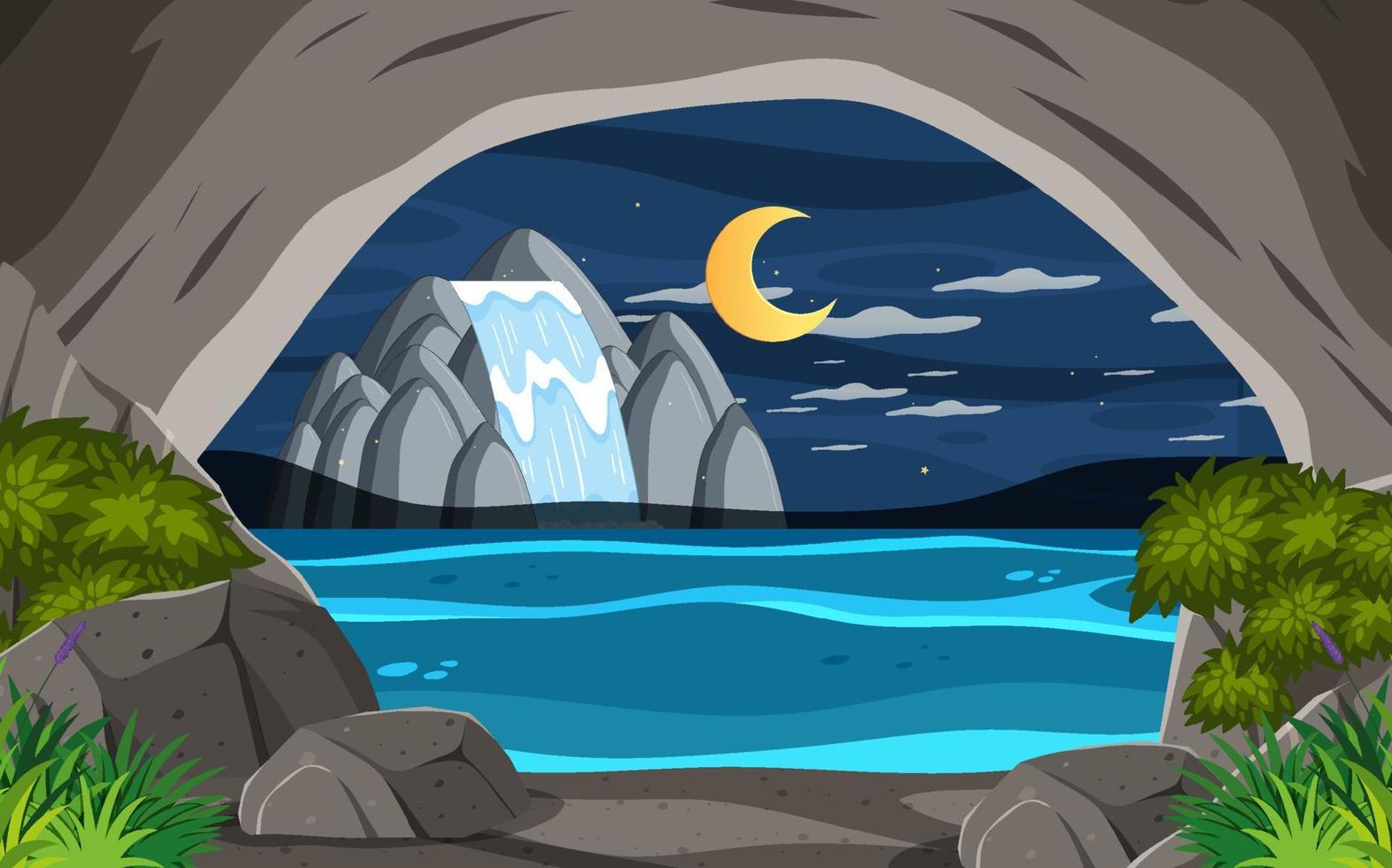 Inside cave landscape in cartoon style vector