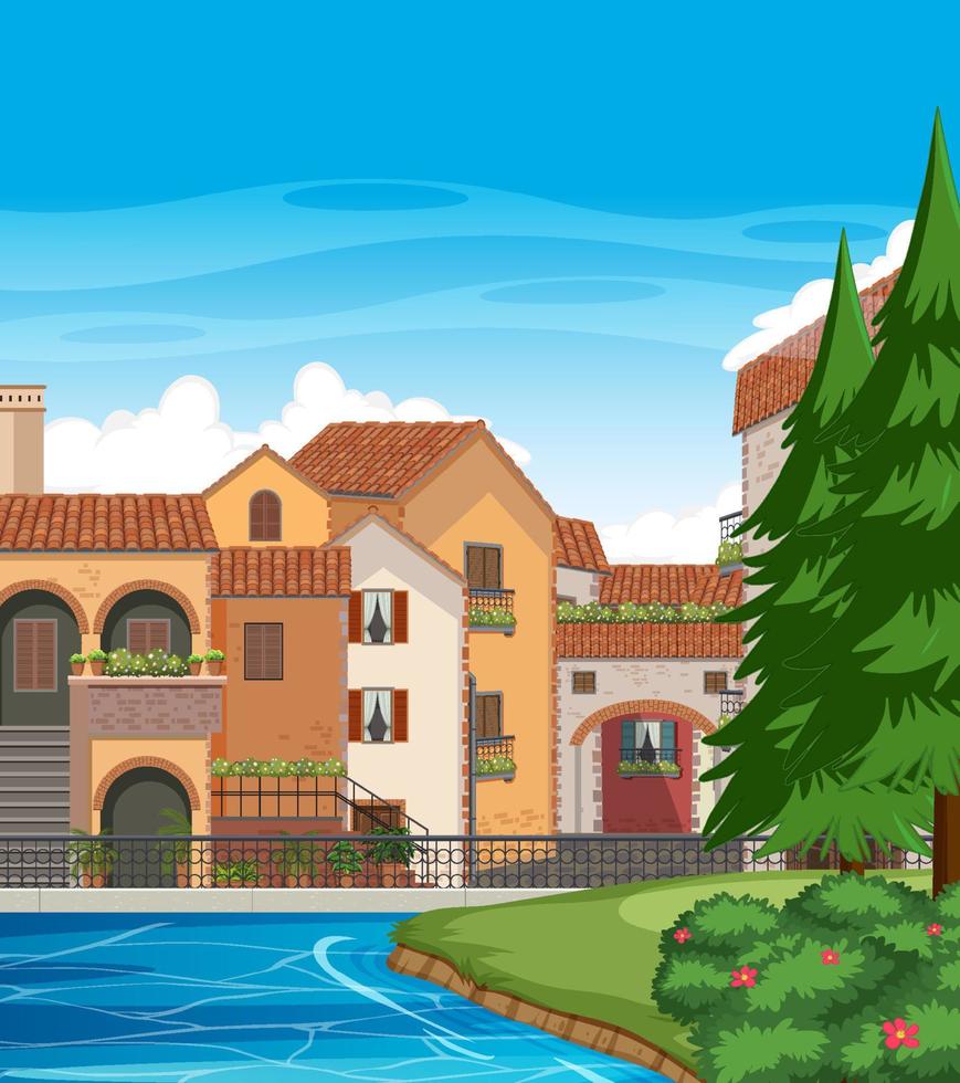 Italy town style house and building landscape vector