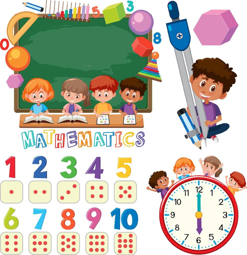 Counting number 0 to 9 and math symbols vector