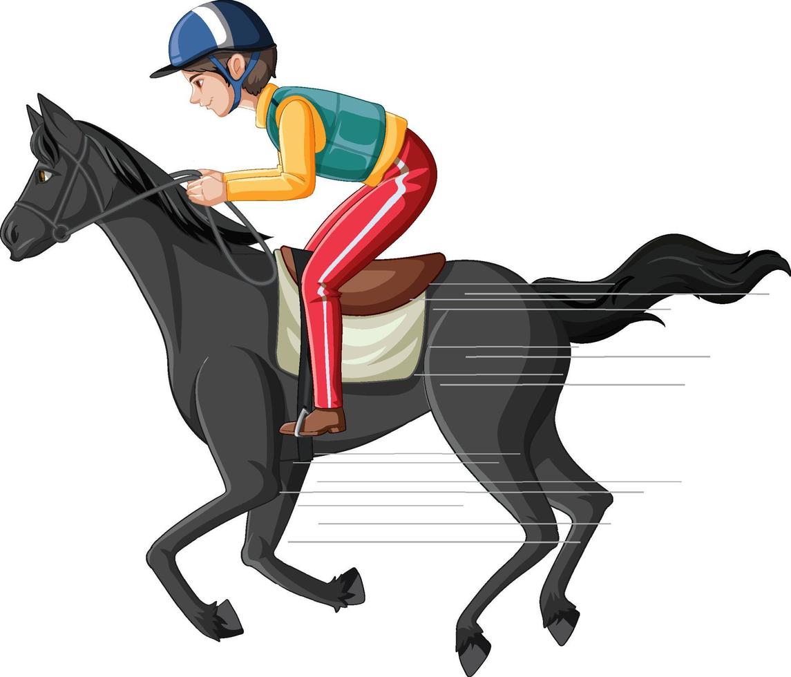 A man riding horse on white background vector
