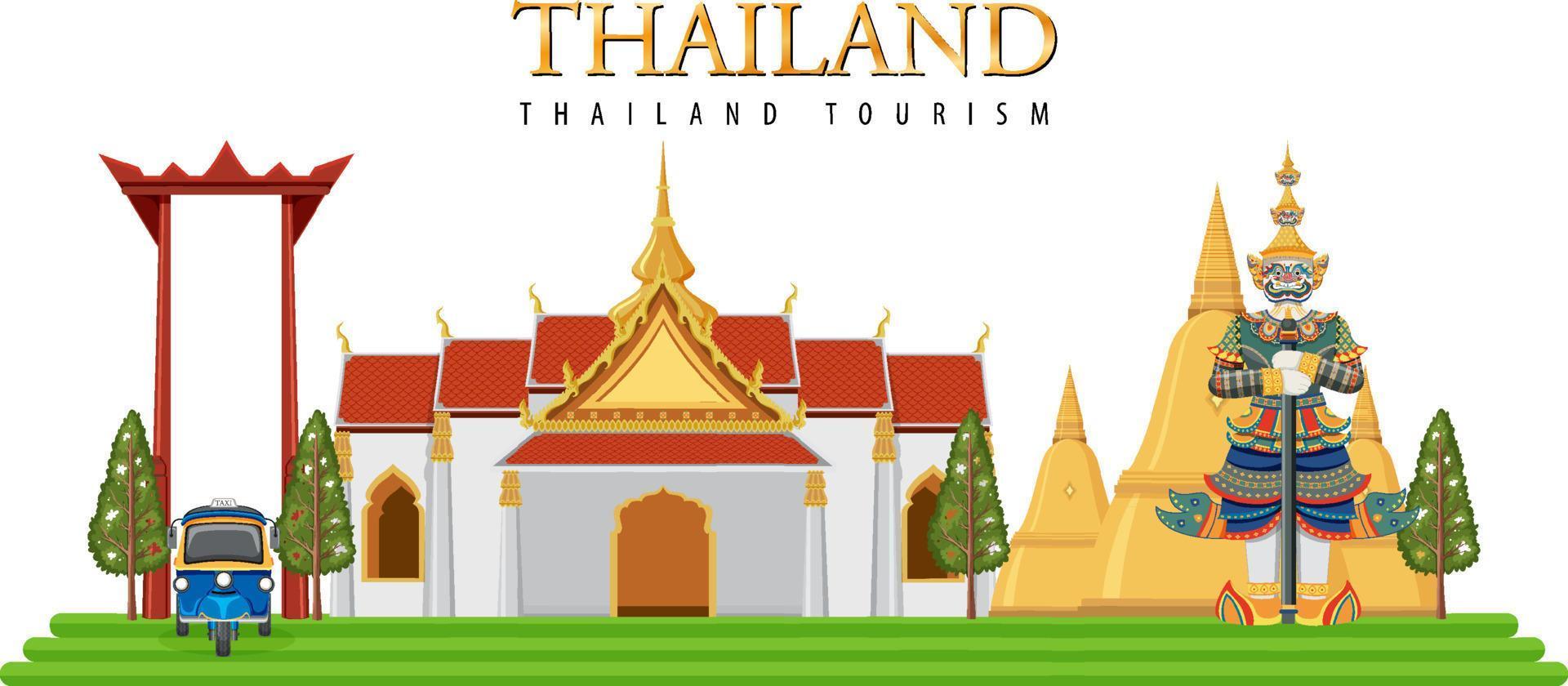 Thailand iconic tourism attraction background vector