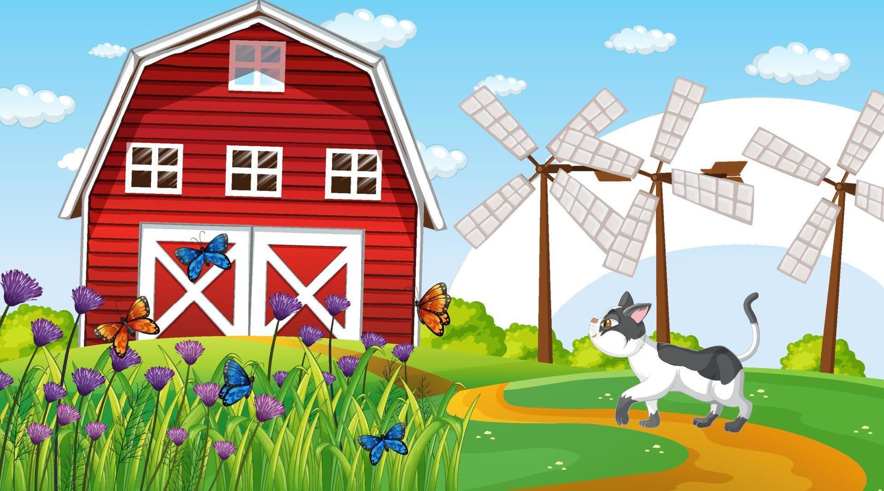 Set of different domestic animals in farm vector