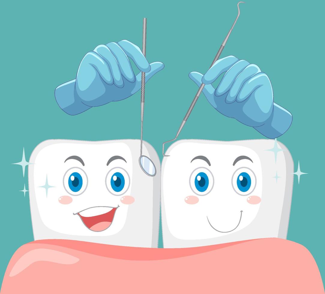 Dentist hand with human teeth model vector