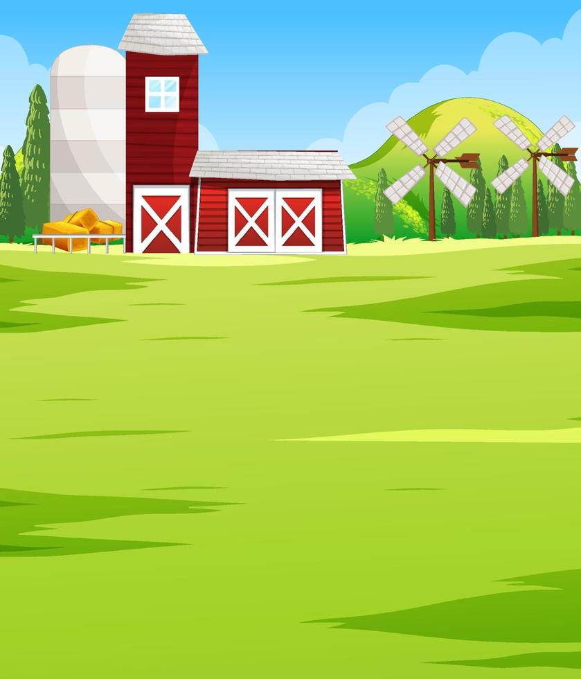 paisaje de la escena de la granja con granero vector