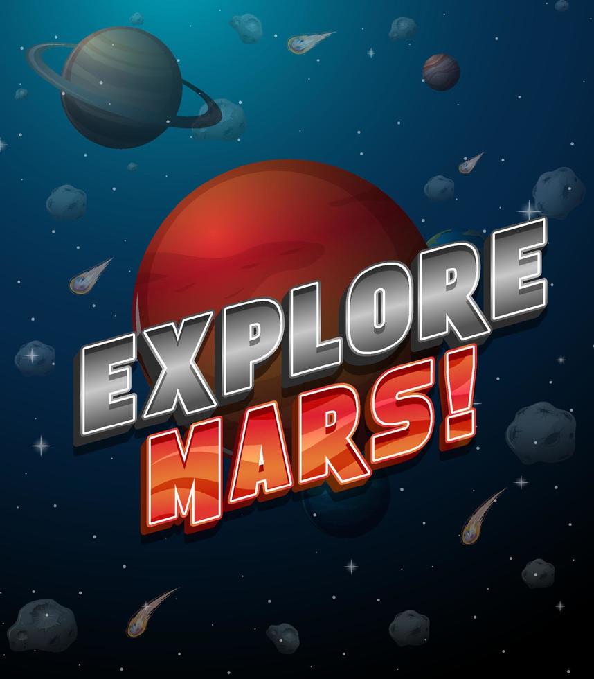 cartel del logotipo de la palabra explore mars vector