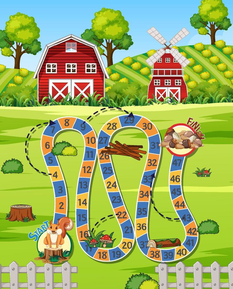 A farm boardgame template vector