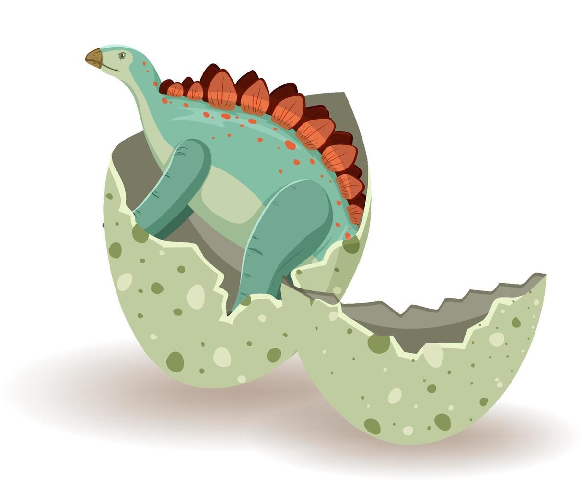 Stegosaurus hatching from egg vector