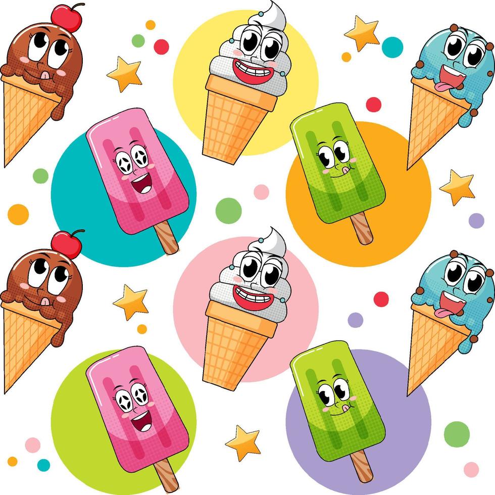 fondo transparente con muchos helados vector