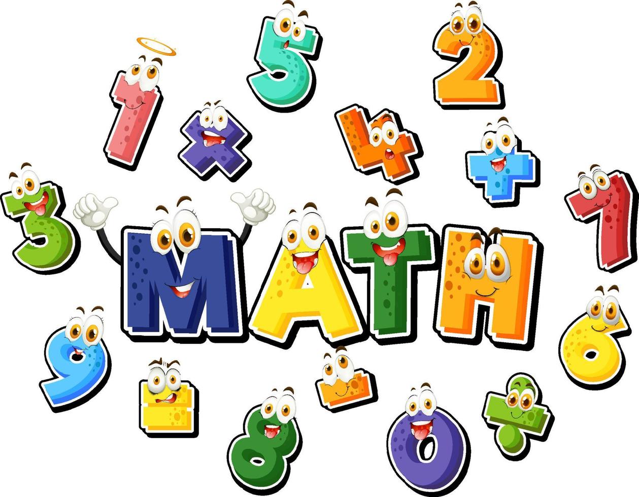 Counting number 0 to 9 and math symbols vector