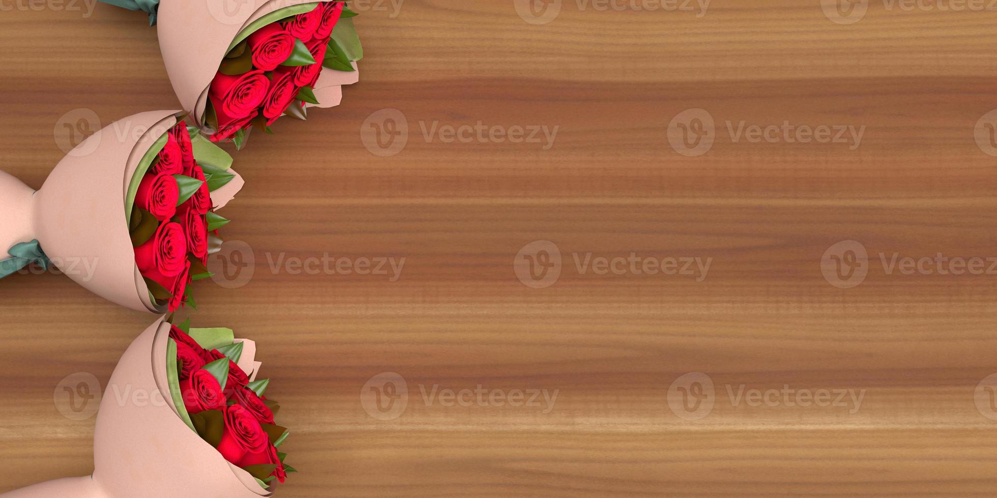 Top view rose red flower blossom floral wooden abstract background wallpaper copy space empty decoration ornament 14 fourteen happy valentine day wedding marriage ribbon romantic beautiful.3d render photo