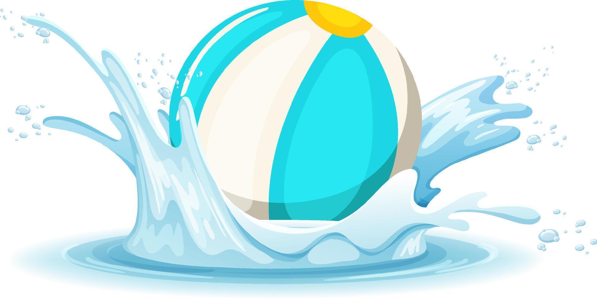 A water splash with ball on white background vector