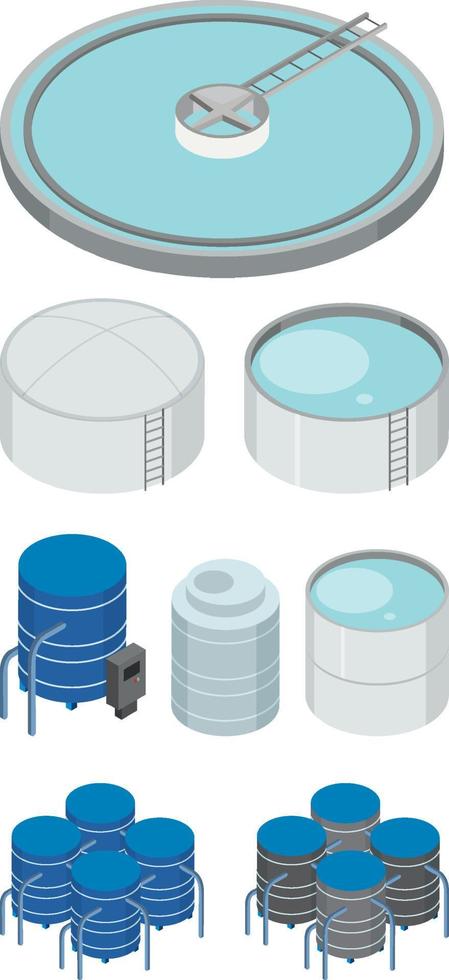 conjunto de objetos para la planta de desalinización industrial vector